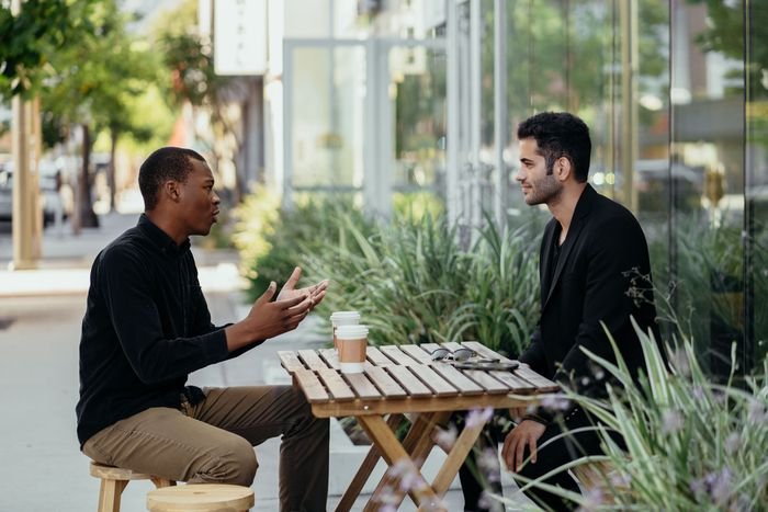 Two people in conversation